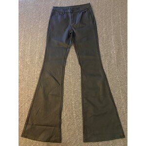 Black Shein Tall Large Flared Pants Faux Leather Womens Long Moto Biker Festival